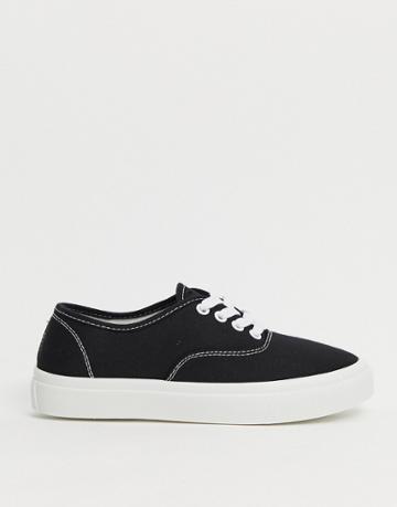 Rubi Jamie Lace Up Plimsolls In Black
