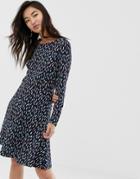 Esprit Skater Dress With Diamond Print In Navy - Navy