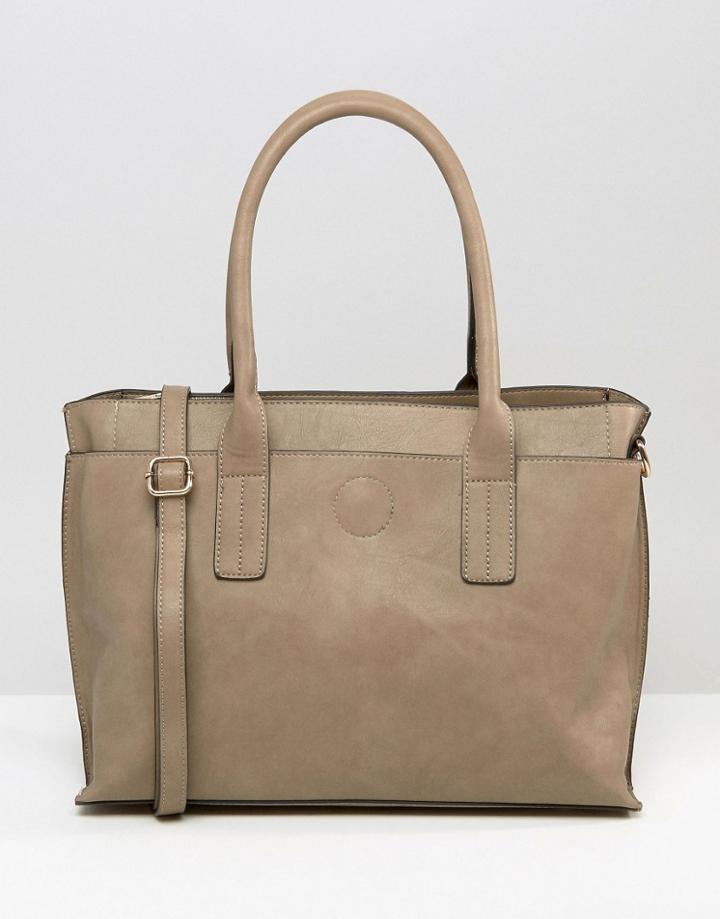 Oasis Leather Look Tote Bag - Navy