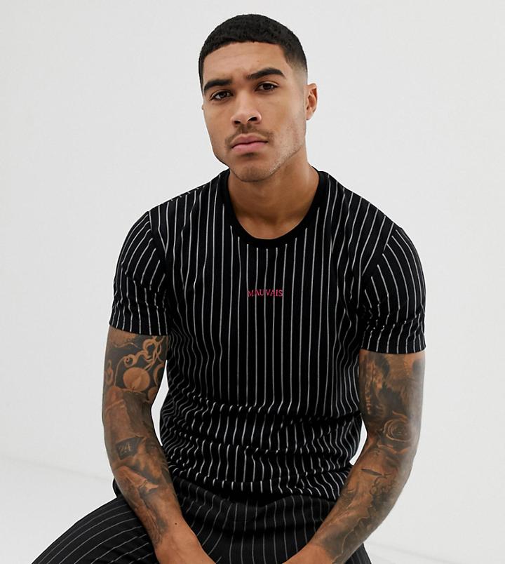 Mauvais Muscle Logo T-shirt In Black Stripe - Black