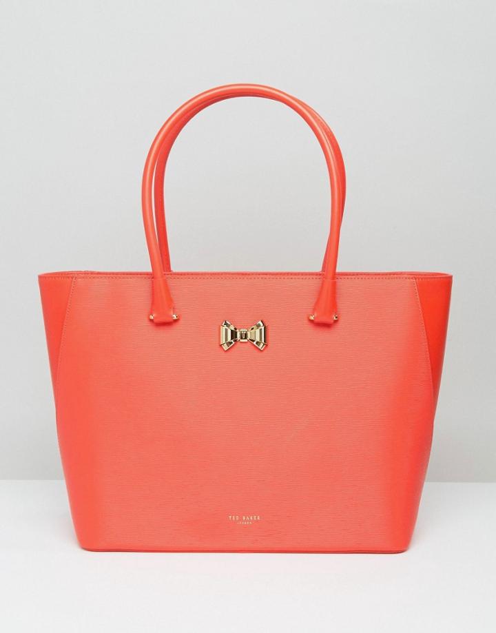 Ted Baker Curved Bow Large Zip Shopper - Orange