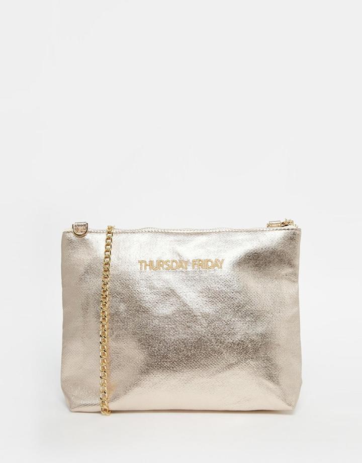 Thursday Friday Canvas Metallic Pouch Bag - Gold