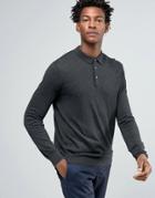 Kiomi Knitted Polo Shirt With Long Sleeves - Gray