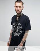 Reclaimed Vintage Oversized Band T-shirt With Lace Up Front - Black