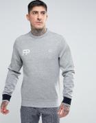 Fred Perry Fp Logo Crew Neck Sweat In Gray - Gray