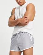 Asos Design Runner Swim Shorts In Grid Check-green