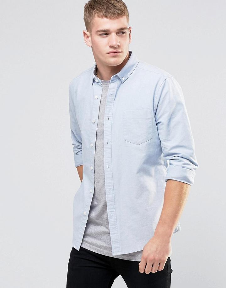 Asos Oxford Shirt In Blue In Regular Fit - Blue