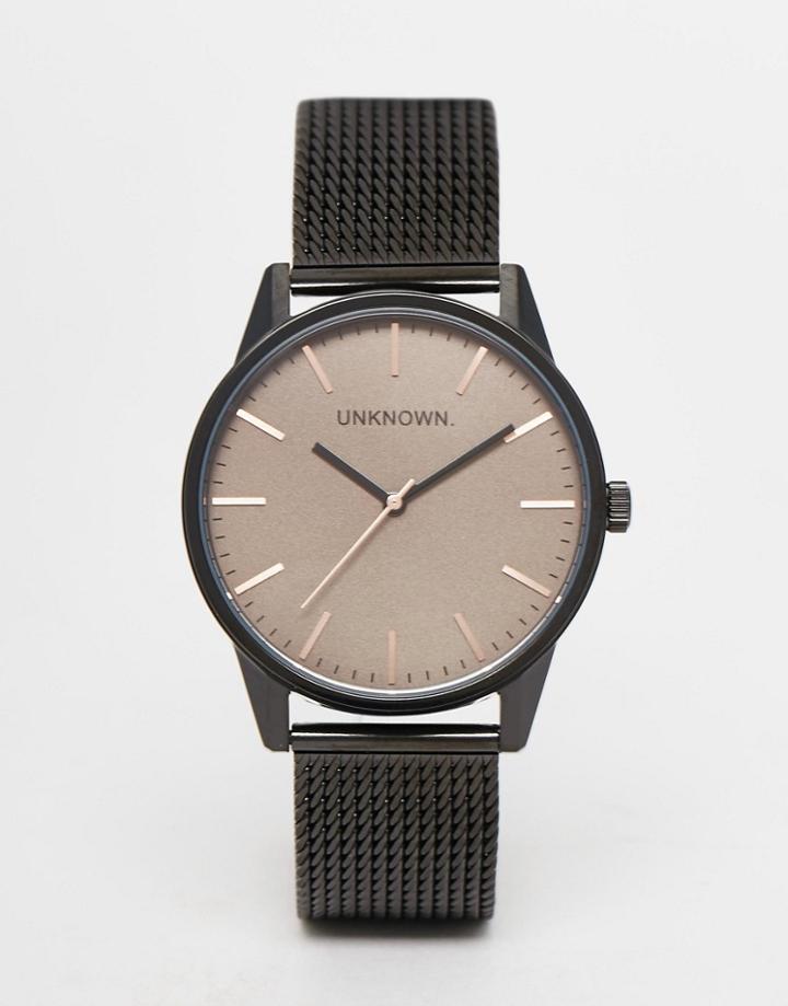 Unknown Classic Mesh Watch With Brown Dial - Black