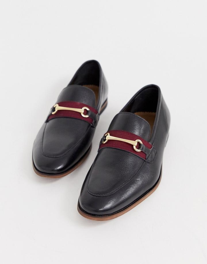 Walk London Raphael Bar Loafers In Black Milled Leather