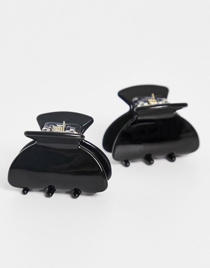 My Accessories London Multipack X 2 Resin Hair Claw Clips In Black