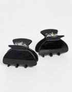 My Accessories London Multipack X 2 Resin Hair Claw Clips In Black