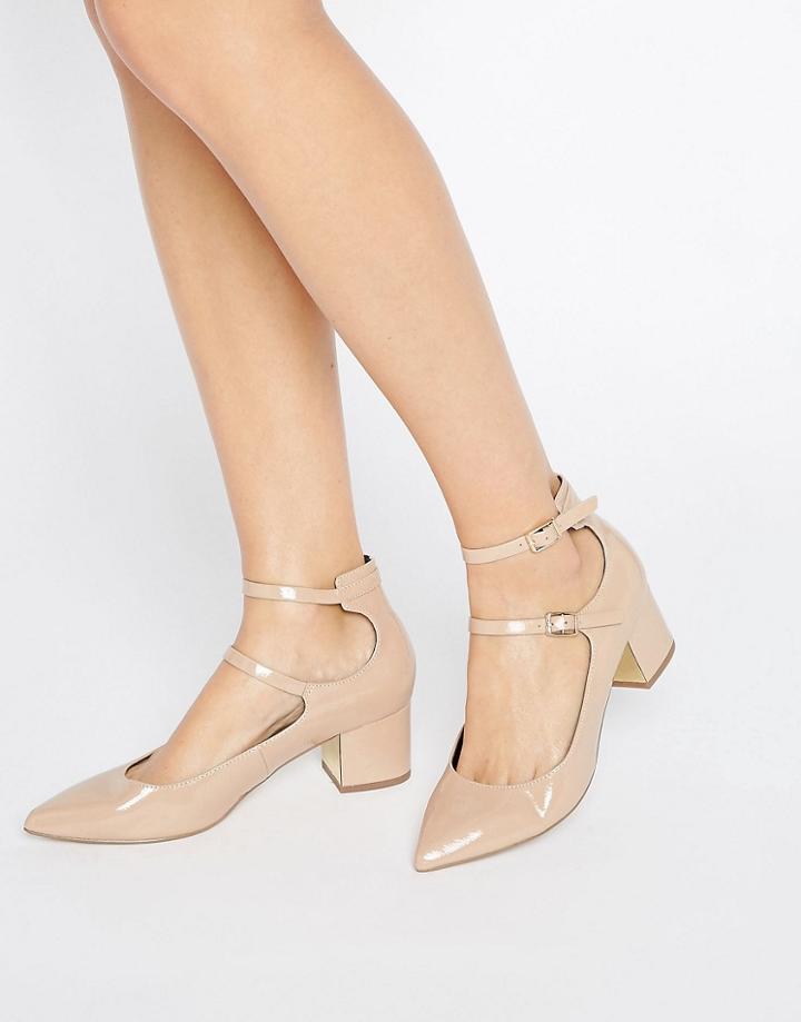 Miss Selfridge Double Strap Pointed Heeled Shoes - Beige