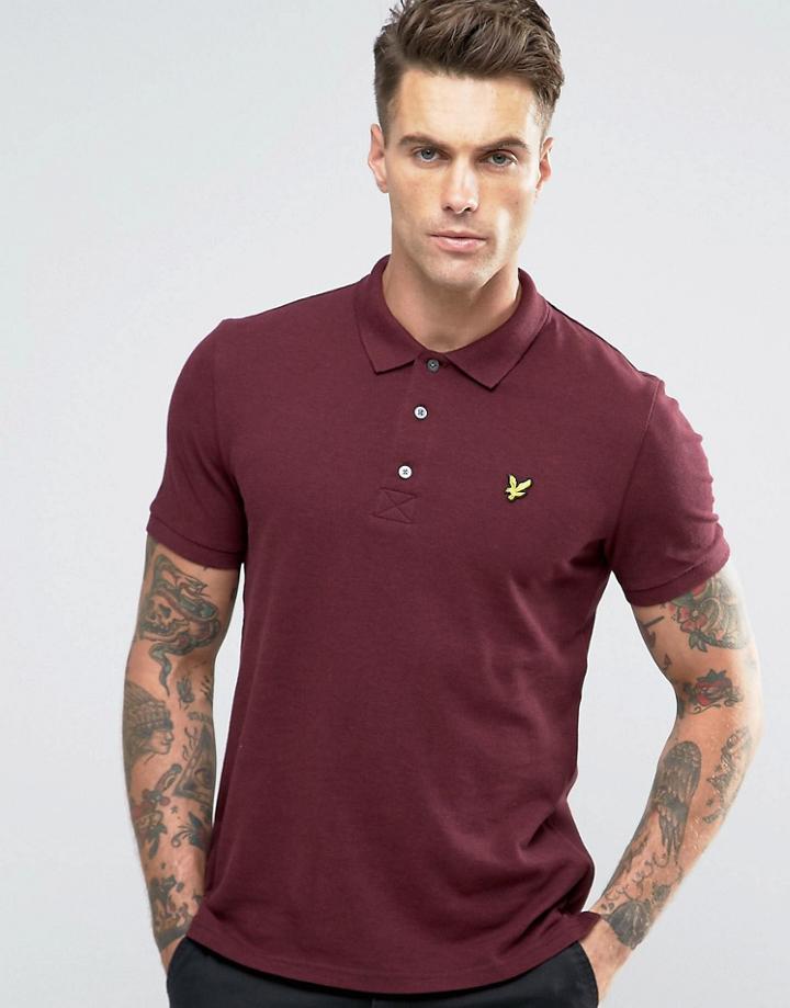 Lyle & Scott Pique Polo Eagle Logo Burgundy Marl - Red