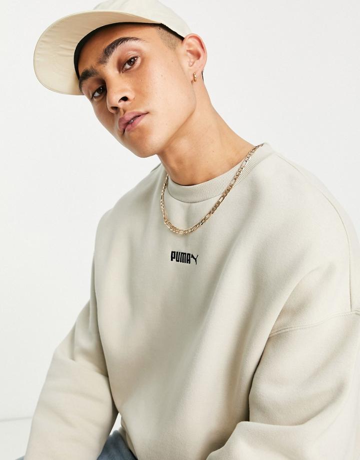 Puma Classic Oversized Sweatshirt In Cream-white