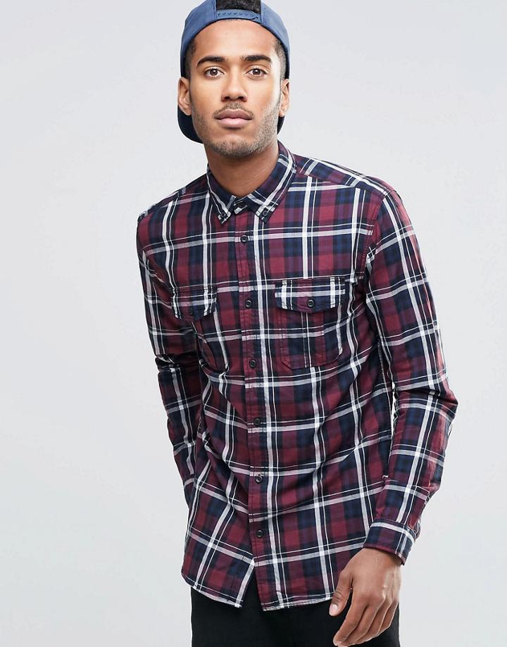 Jack & Jones Check Shirt With Double Pockets - Red