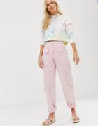 Asos Design Carpenter Pants In Acid Wash Pink