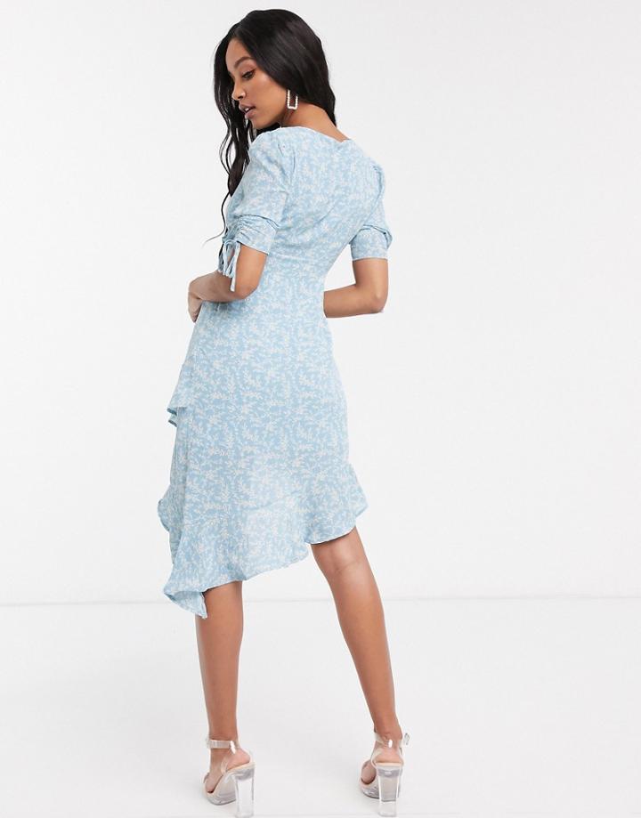 Pretty Darling Asymmetric Floral Tea Dress-multi