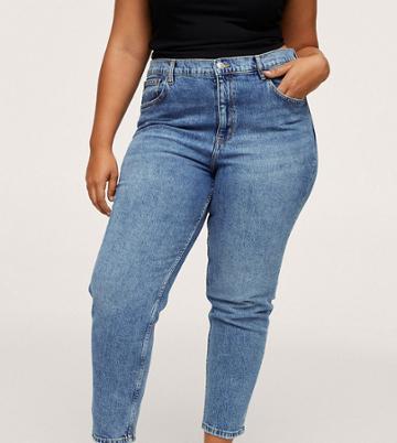 Mango Curve Mom Jeans In Blue-blues