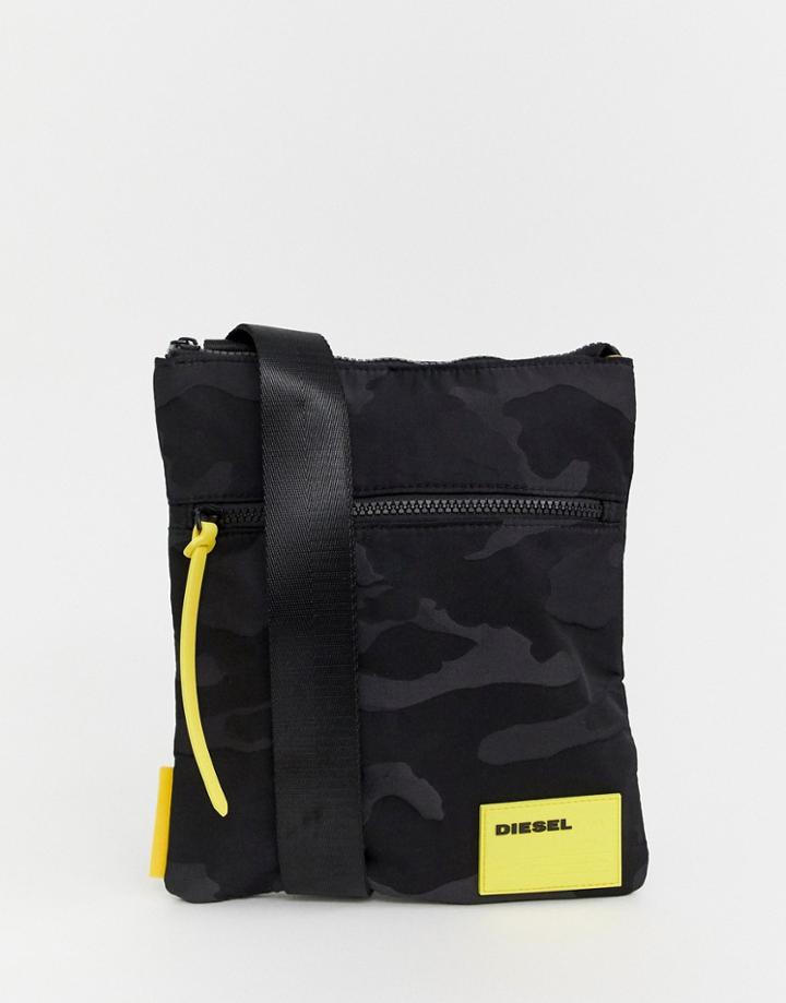 Diesel Cross Body Bag In Camo - Black