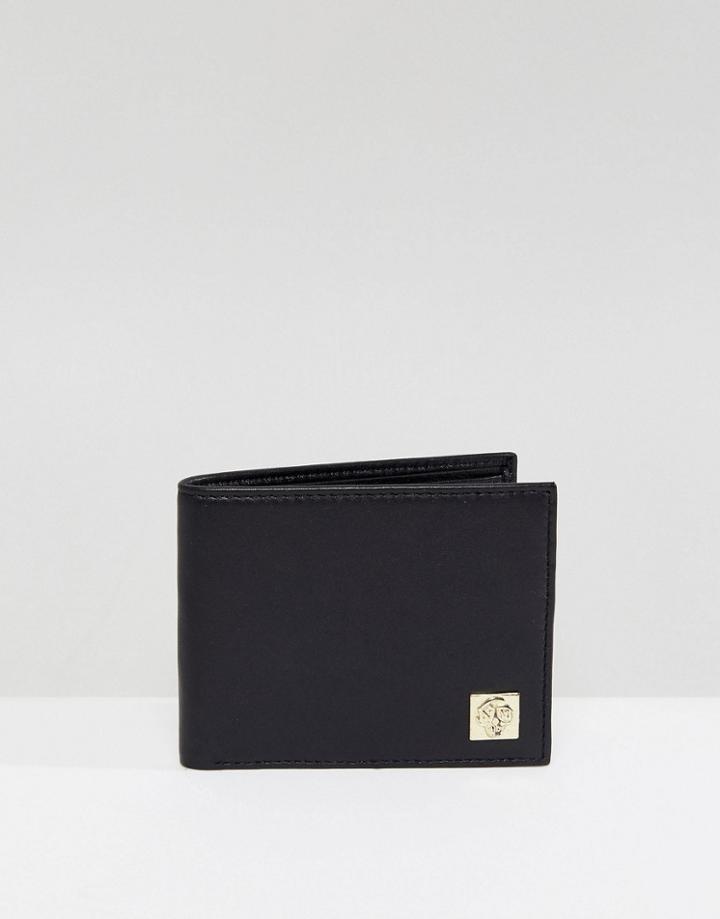 Noose & Monkey Leather Wallet With Brass Logo - Black
