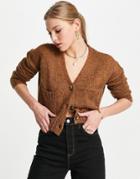 Vero Moda Wool Crop Cardigan In Brown