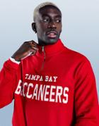 Asos Design Half Zip Fleece Sweatshirt With Tampa Bay Buccaneers Print In Red