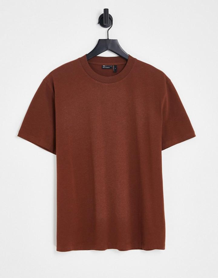 Asos Design Relaxed Fit T-shirt In Dark Brown