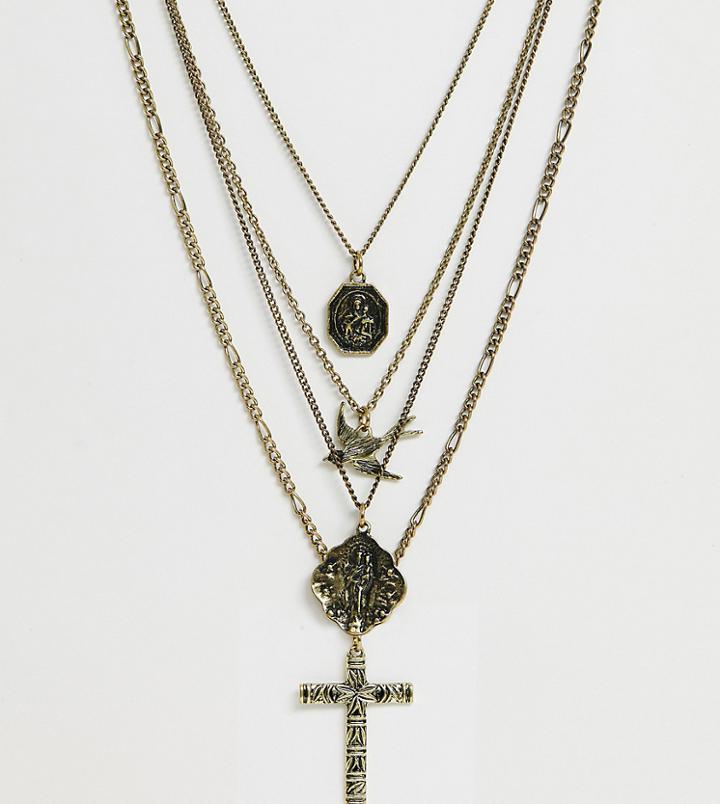 Reclaimed Vintage Inspired Layered Necklace In Burnished Gold Exclusive At Asos - Gold