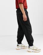 Asos White Tapered Sweatpants In Black Nylon