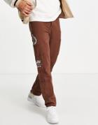 Liquor N Poker Straight Leg Jeans In Brown Denim With Extra Pockets