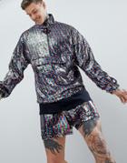 Asos Design Two-piece Sequin Overhead Windbreaker-multi