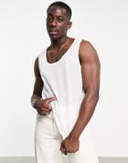 Asos Design Knitted Sheer Yarn Tank In White