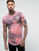 Siksilk Floral T-shirt In Pink With Curved Hem - Pink
