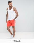 Asos Tank/jersey Shorts 2 Pack White/orange Save - Multi