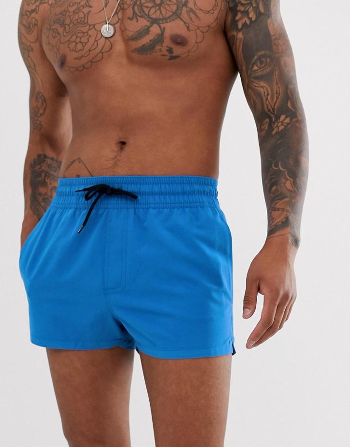 Asos Design Swim Shorts In Bright Blue Super Short Length