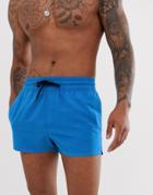 Asos Design Swim Shorts In Bright Blue Super Short Length