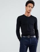 Gianni Feraud Premium Muscle Fit Stretch V Neck Sweater - Black