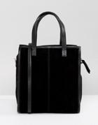 Asos Suede Large Boxy Shopper Bag With Detachable Strap - Black