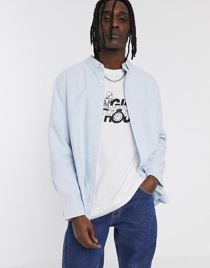 Weekday Henning Oxford Shirt In Light Blue-blues