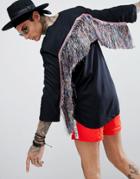 Asos Design Festival Regular Fit Longline Shirt With Rainbow Tassles - Black