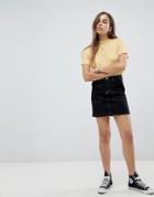 New Look Contrast Stitch Skirt - Black