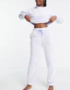 Asos Design Lounge Bleached Fleece Sweat & Sweatpants Set In Blue-multi