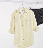 Missguided Tall Two-piece Contrast Stitch Denim Shirt In Vanilla-white
