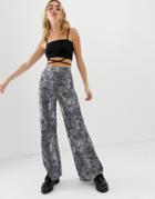 Asos Design Wide Leg Pants In Snake Print-multi