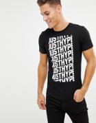 Hype T-shirt With Repeat Logo Print - Blue