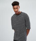 Asos Tall Oversized Stripe T-shirt With Distressing - Black