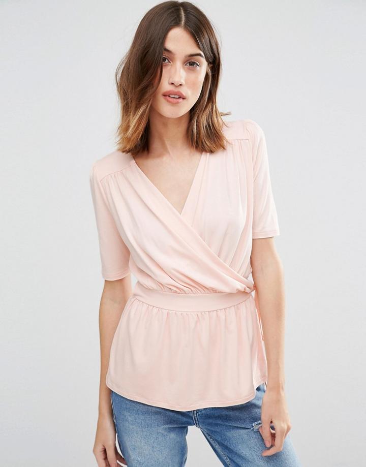 Warehouse Wrap Front Top - Blush