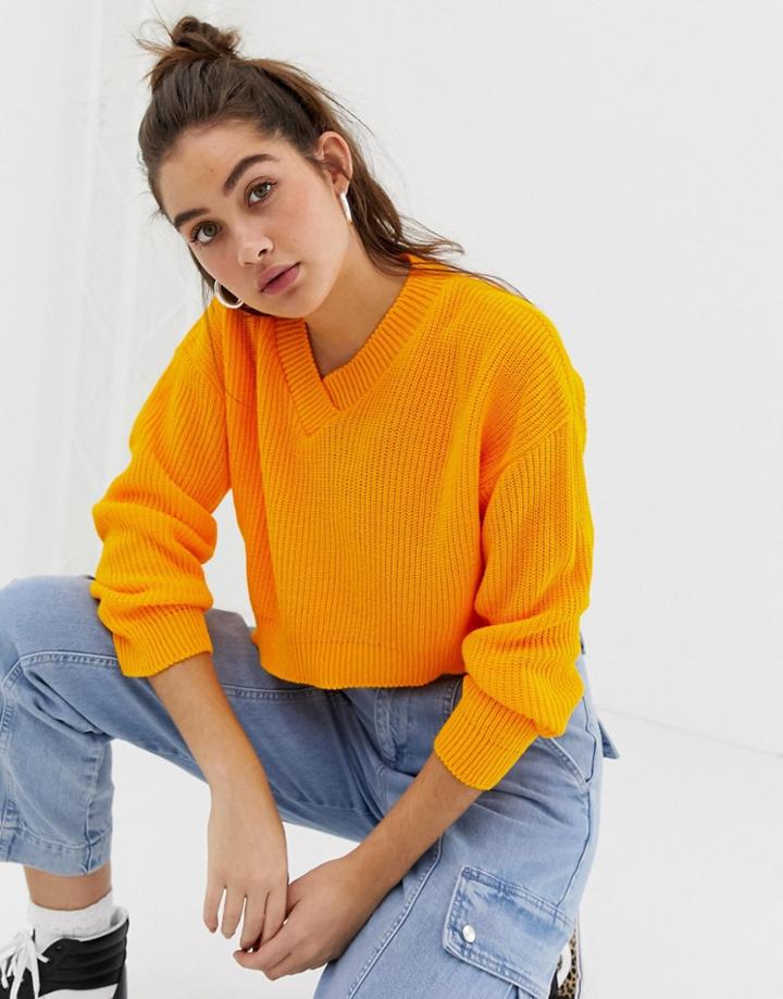Glamorous V Neck Sweater-yellow