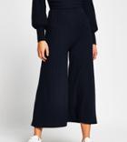 River Island Petite Slit Front Cozy Pants Set In Dark Blue-navy