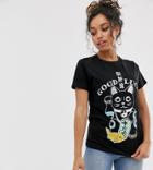 Asos Design Petite T-shirt With Lucky Cat Print In Black - Black